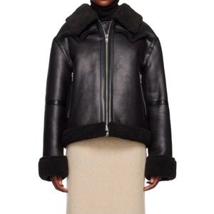 Stand Studio Lessie Black Faux Shearling Jacket